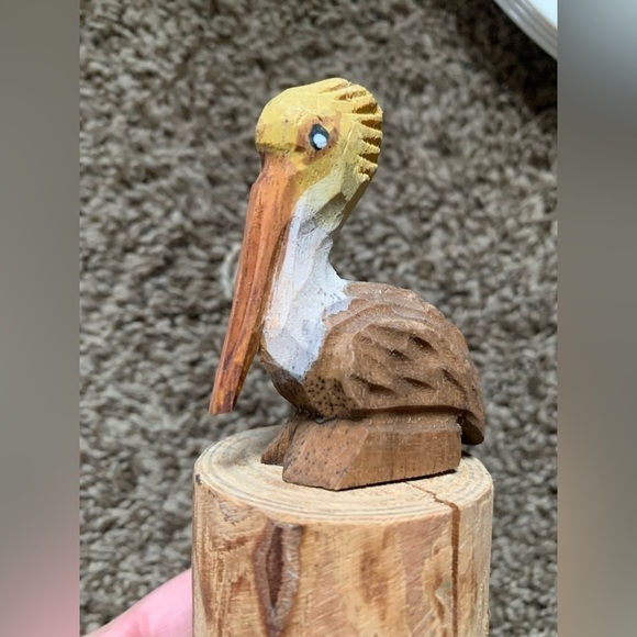 Vintage Hand Carved Pelican on a Log - Picture 1 of 4